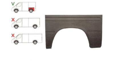 Aripa spate Mercedes Sprinter 208-414, 01.1995-12.2002, Mercedes Sprinter 208-416, 01.2003-, Vw Lt 2 05.1996-12.2005, Dreapta, Spate, Lungime 1195, Inaltime 740 Mm, L=120cm,