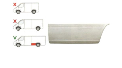 Segment reparatie aripa spate Mercedes Sprinter 1995-2007, VW LT 1995-2006 L=2900 Partea Dreapta, Spate, baza roti :4025 mm , in fata rotii