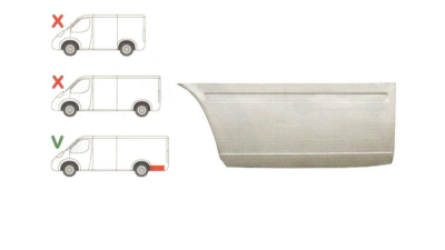 Segment reparatie aripa spate Mercedes Sprinter 1995-2007,Lt 1995-2006 Partea Dreapta, Spate, baza roti : 4025 mm , lungime 1185 mm , inaltime 500 mm, in spatele rotii