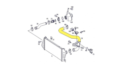Furtun intercooler, supraalimentare Mercedes Sprinter 2000-2006, diametru 63/63 mm, cauciuc, BestAutoVest 5062PT-3