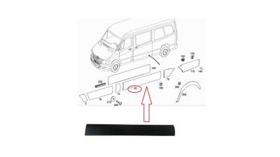 Ornament lateral Mercedes Sprinter 209-524, 07.2006-10.2013, Vw Crafter (2e), 12.2005-04.2017, Cu Exceptia Ampatamentului De 3250 Mm, Bandou Caroserie, partea Stanga, Aftermarket