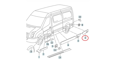 Bandou aripa Mercedes Sprinter 209-524, 07.2006-10.2013, Vw Crafter (2e), 12.2005-04.2017, Spate, partea Stanga, partea din Spate, Aftermarket