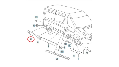 Bandou aripa Mercedes Sprinter 209-524, 07.2006-10.2013, Vw Crafter (2e), 12.2005-04.2017, Spate, partea Dreapta, partea din Spate, Aftermarket