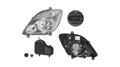 Far Mercedes Sprinter 209-524, 07.2006-10.2013, fata, Stanga, cu Proiector ceata; H7+H7+H7+PY21W+W5W; electric;