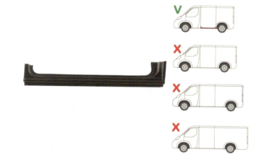 Prag Mercedes Sprinter 209-524 (W906) 07.2006-2017,  VW Crafter (2E) 12.2005-04.2017 ,partea Dreapta sub usa culisanta, lungime 1310mm, pentru Modelul SCURT cu spatiu de incarcare de 2600mm , 2E1809244