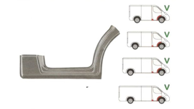 Prag Mercedes Sprinter 209-524 (W906) 07.2006-2017,  VW Crafter (2E) 12.2005-04.2017 , Usa Fata Dreapta, cu 1/3 segment interior aripa fata