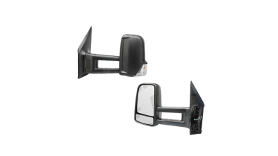 Oglinda exterioara Mercedes Sprinter 209-524 (W906) 07.2006-2017,  VW Crafter (2E) 12.2005-04.2017, Stanga, Crom, electrica, Cu incalzire, carcasa neagra, Convex, View Max, 5065517M, cu semnalizare ,  6 pini, cu brat lung