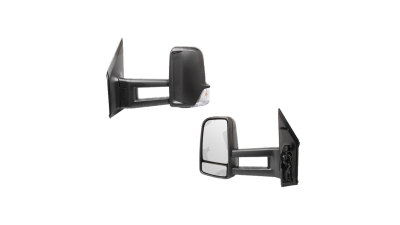 Oglinda exterioara Mercedes Sprinter 209-524 (W906) 07.2006-2017,  VW Crafter (2E) 12.2005-04.2017, Stanga, Crom, electrica, Cu incalzire la amundoua oglinzi, carcasa neagra, Convex, View Max, 5065519M, cu semnalizare ,  6 pini, Brat LUNG