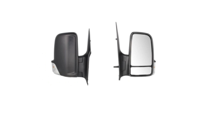 Oglinda usa exterioara MERCEDES SPRINTER, 07.2006-06.2018, VW CRAFTER (2E), 12.2005-04.2017, View Max, partea dreapta, reglare electrica; carcasa neagra; incalzit; sticla convexa; geam cromat; 6 gauri / 6 pini; cu semnalizare