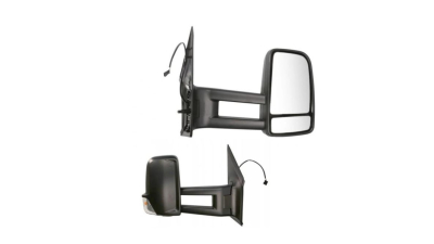 Oglinda usa exterioara MERCEDES SPRINTER, 07.2006-06.2018, VW CRAFTER (2E), 12.2005-04.2017, partea dreapta, reglare electrica; carcasa neagra; incalzit; sticla convexa; geam cromat; 6 pini; cu semnalizare; brat lung
