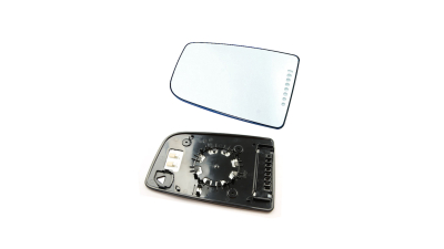 Geam oglinda exterioara cu suport fixare Mercedes Sprinter 209-524, 07.2006-06.2018, Vw Crafter (2e), 12.2005-04.2017, partea Stanga, incalzit; sticla convexa; superior; se potriveste doar oglinzilor OE, cu functie asistenta parcare, Aftermarket