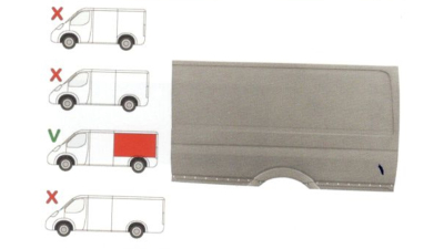 Aripa spate Mercedes Sprinter 906 01.2007-,  SPRINTER 209-524, 07.06-10.13 / Vw Crafter 2006- Partea Stanga, Spatiu De Incarcare =4300 Mm , Partea Superioara, Inaltime Pana La Pavilion , 