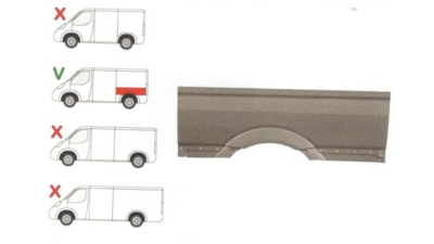 Aripa spate Mercedes Sprinter/ Vw Crafter,2006- Partea Stanga, Spatiu De Incarcare =3265 mm, Partea Superioara, Inaltime Pana La Geam , 