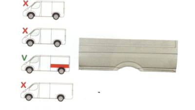 Aripa spate Mercedes Sprinter 209-524, 07.2006-10.2013, Vw Crafter (2e), 12.2005-, Stanga, Spate, Spatiul De Incarcare L = 4300 Mm, Pana La Geam,