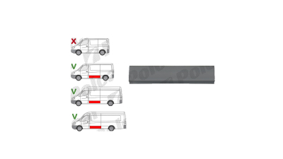 Segment reparatie panou lateral Mercedes Sprinter 07.2006-06.2018, Vw Crafter (2e) 12.2005-2017 , partea Stanga=Dreapta, Inferioara , Metal,Segment Lat,Lungimea 1520 Mm, Inaltimea 30cm, 