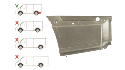 Segment reparatie aripa spate Mercedes Sprinter 2006-, VW Crafter 2005- ,  L=2600, 3265 Partea Stanga, Spate, in spatele rotii , lungime 635mm inaltime 396mm, Model Standard