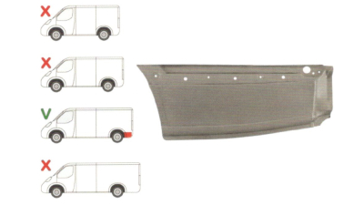 Segment reparatie aripa spate Mercedes Sprinter 2006-06.2018, VW Crafter 2005-04.2017; partea Stanga, versiune: LONG = 4300 mm, in spatele rotii, lungime 1010 mm , inaltime 400 mm