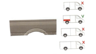 Aripa spate Mercedes Sprinter 209-524, 07.2006-10.2013, Vw Crafter (2e), 12.2005-, Dreapta, Spate, Spatiul De Incarcare L = 3265mm, Pana La Geam,
