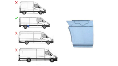 Segment reparatie aripa spate, Dodge Sprinter (906) 2007-, Mercedes Sprinter (W906) 2006-2018, VW Crafter (2E) 2005-2017, partea dreapta, lungime: 400mm, intaltime: 390mm, Aftermarket