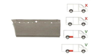 Segment reparatie aripa spate Mercedes Sprinter 2006-, VW  Crafter 2005-  L=4300, 4700 Partea Dreapta, Spate, model : lung si foarte lung , lungime 1065 inaltime 390mm, in fata rotii