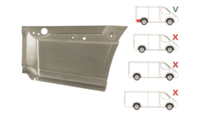 Segment reparatie aripa spate Mercedes Sprinter 2006-, VW  Crafter 2005-  L=2600, 3265 Partea Dreapta, Spate, lungime 635 mm, inaltime 390 mm, in spatele rotii, Model Standard
