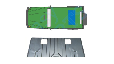 Panou reparatie podea spate MERCEDES Clasa G (W460) 05.1979-08.1989; Clasa G (W461/463) 09.1989-09.2018, mediu; otel 1,00 mm, otel galvanizat, model 3 usi