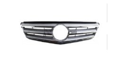 Grila radiator Mercedes Clasa C (W204), 2011-, Gri/Argintiu, Cu Element Cromat, 20488019839744