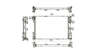 Radiator racire Mercedes Clasa C C230 (2,5 V6 150kw); C250 Cdi Blueefficiency (2,1 Cdi 150kw); C300 (3,0 V6 170kw Manual); Diesel/Benzina, Automat, Cu/fara AC, cu conectori rapizi intrare/iesire, 640x439x32, Cu lipire fagure prin brazare Aftermarket