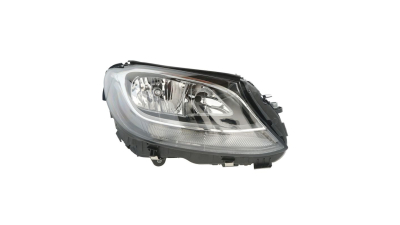 Far Mercedes Clasa C W205, 01.2014-, partea Dreapta, electric, tip bec H7+H7, cu motoras, cu lumini de zi cu LED, crom-platinium, TYC