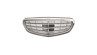 Grila radiator, masca fata Mercedes Clasa E W212 Sedan/Combi 02.2013-2016, parte montare centrala, gri/silver argintiu, cu ornament cromat, 50E105-2, Aftermarket