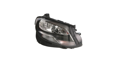 Far Mercedes Clasa E (W213) 03.2016-, partea Dreapta, electric, fara inscriptie Mercedes, cu becuri, cu motoras, cu lumini de zi pe LED, tip bec H7+H7+PY21W, Hella