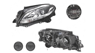 Far Mercedes Clasa Gle (W166), 08.2015-, fata, Stanga, cu LED daytime running light; H7+H7; electric; cu motor; cu becuri;