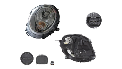 Far Mini One/Cooper/Clubman/Clubvan/Coupe/Roadster/Cabrio (R56/57/58/59), 07.2007-, fata, Stanga, H4+P21W; electric; semnalizare alba; cu motor, DEPO