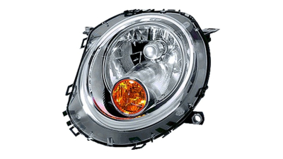 Far MINI ONE/COOPER/Clubman/ Clubvan/Coupe/Roadster/CabRio, 07.2007-2015, partea Dreapta, electric, tip bec H4, semnalizare portocalie, cu motoras, Depo