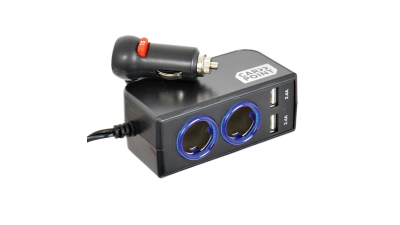 Priza auto tripla Carpoint 12V/ 24V , cu 2 iesiri DC 10A 120W si 2 USB Fast Charge 5V 4.8A