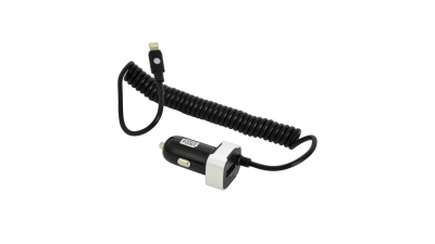 Incarcator auto Carpoint cu cablu conector hibrid MicroUSB MFi Dock 8pin,  1x iesire USB 2.0, 2.4A , 12V/ 24V, lungime 150cm 