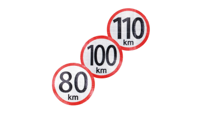Autocolant reflectorizant limita viteza 75 km, diametru 150mm