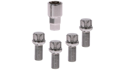 Set prezoane auto antifurt Skoda Favorit LX/GLX, Carpoint tip C , M12x1,5x26mm rotund pentru jante Otel si Aliaj