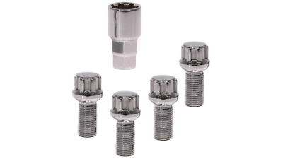 Set prezoane auto antifurt Audi A2 15/16 inch, Carpoint tip D , M14x1,5x26mm rotund pentru jante Otel si Aliaj