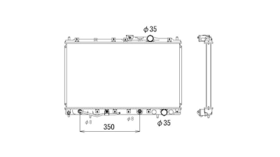 Radiator racire Mitsubishi Galant (E50), 01.1993-12.1996 Motor 2, 0 101kw; 2, 0 V6 110kw; 1, 8 85kw Benzina, cutie M/A, dimensiune 658x375x16mm, Cu lipire fagure prin brazare, Aftermarket