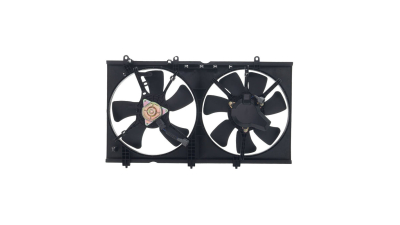 GMV radiator electroventilator Mitsubishi Lancer (Cs), 2000-03.2007 2,0 99kw/2,4 115kw, Evolution Vii (2,0 T 194/206kw); Benzina,  80/90W; 320/320mm; 2+2 pini, fara rezistor, plastic, Aftermarket