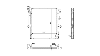 Radiator racire Mitsubishi L200, 12.2005-2015, Motorizare 2, 5 Di-D 100/123kw Tip Heavy Duty Diesel, tip climatizare Cu/fara AC, cutie Manuala, diametru intrare/iesire 35/35mm, dimensiune 638x526x26mm, Cu lipire fagure prin brazare, Aftermarket