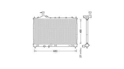 Radiator racire Mitsubishi Outlander (GG/GF), 08.2012-, motor 2.2 DI-D, 110 kw, diesel, cutie automata, cu/fara AC, 683x400x27 mm, Koyo, aluminiu brazat/plastic 