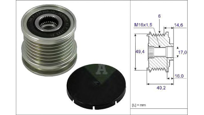 Fulie alternator INA 535000110 Seat Alhambra (7V8, 7V9) Galaxy (Wgr) Cordoba (6K1, 6K2) Passat Variant (3A5, 35I) Polo Variant (6Kv5) Passat (3A2, 35I) Polo Classic (6Kv2) Passat (3B2) Vento (1H2) Tra