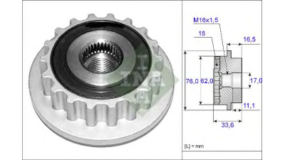 Fulie alternator INA 535011810 Vw Transporter 5 Bus (7Hb, 7Hj, 7Eb, 7Ej, 7Ef) Transporter 5 Caroserie (7Ha, 7Hh, 7Ea, 7Eh) Transporter 5 Platou / Sasiu (7Jd, 7Je, 7Jl, 7Jy, 7Jz, 7Fd, Touareg (7La, 7L6
