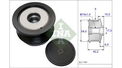 Fulie alternator INA 535018810 Opel Vectra C Combi 9-3 (Ys3F) Zafira B (A05) 9-3 Cabriolet (Ys3F) 9-3 Combi 9-3X Signum Astra H Van (L70) Astra H Gtc (L08) Vectra C Astra H Twintop (L67) Astra H Combi