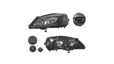 Far Opel Astra G 2003-08.2009 DEPO fata stanga, tip bec D2S+H7, culoare rama negru