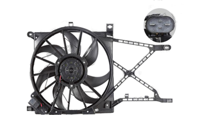 GMV radiator electroventilator Opel Astra G (T98) 1998-2009 Tip Astra Classic Motor 1, 4 66kw; 1, 6 76kw, Opel Zafira 1999-2005 Motor 1, 6 76kw Benzina, dimensiune 385mm, cu 4 pini, plastic, Aftermarket