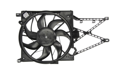 GMV radiator electroventilator Opel Zafira A (T98), 04.1999-06.2005, motor 1.6 16V, benzina, cutie manuala, cu/fara AC, 385 mm; 3 pini, cu pre-rezistor, 
