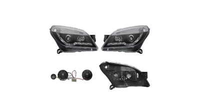 Set faruri Opel Astra H, 10.2003-04.2007, partea Stanga+Dreapta, Tuning, Fata, cu lumina de parcare LED; tip bec H1+H1; electric; negru, transparent; cu motor; tuning, Taiwan